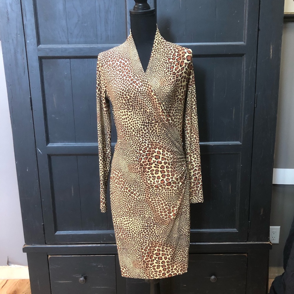 Animal print Norma Kamali wrap dress